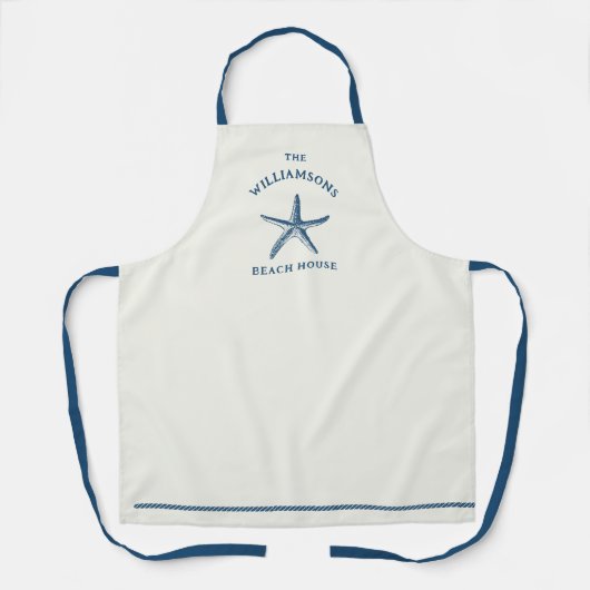 Aangepaste Blue Coastal Starfish Beach House Schort (Voorkant)