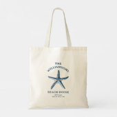 Aangepaste Blue Coastal Starfish Beach House Tote Bag (Achterkant)