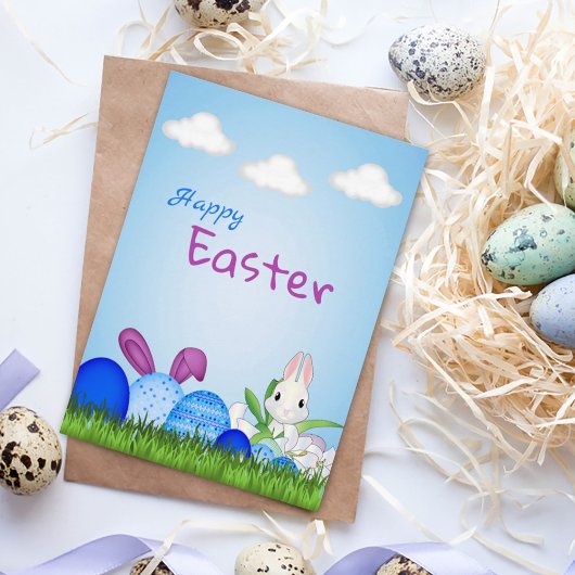 Aangepaste Blue Easter Eggs Holiday Kaart