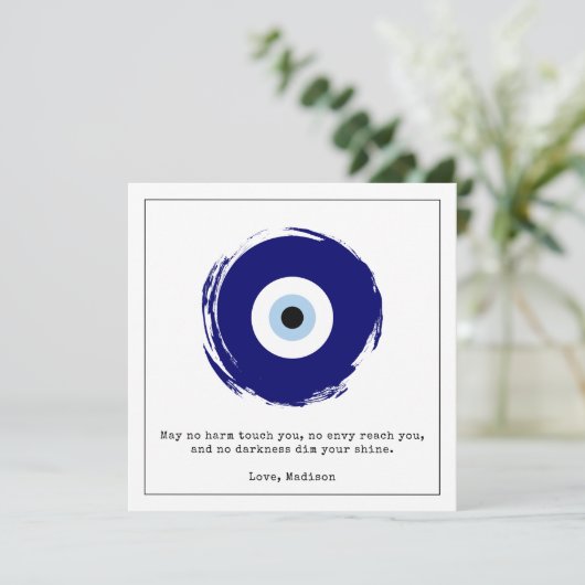 Aangepaste Blue Evil Eye Good Luck & Protection Sy Kaart (Staand voorkant)