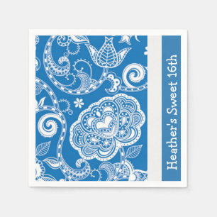 Aangepaste Blue Floral Party Napkins Servetten
