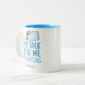 Aangepaste Blue Funny Pharmacist/Tech Coffee Tweekleurige Koffiemok (Voorkant links)