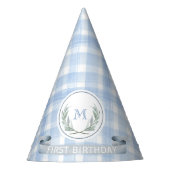 Aangepaste Blue Gingham Laurel Crest Feesthoedjes (Voorkant)