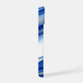 Aangepaste Blue Gold White Ink Swirl Waterverf iPhone 15 Hoesje (Rechterkant)