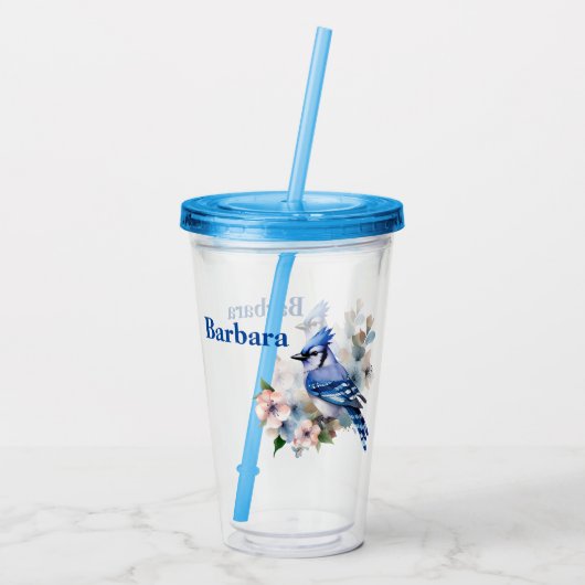 Aangepaste Blue Jay Acryl Drinkbeker (Achterkant)