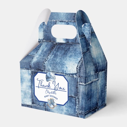 Aangepaste Blue Jean Baby Denim Theme Baby shower Bedankdoosjes (Achterkant)