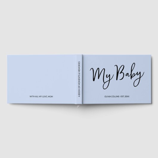 Aangepaste Blue Keepsake Script Baby Boek voor Moe (Volledig)