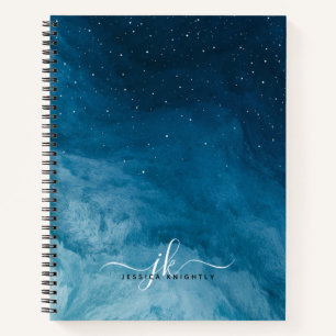 Aangepaste Blue Night Sky Notitieboek met sterren