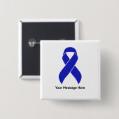 Aangepaste Blue Ribbon Colon Cancer Awareness Vierkante Button 5,1 Cm (Voorkant /achterkant)