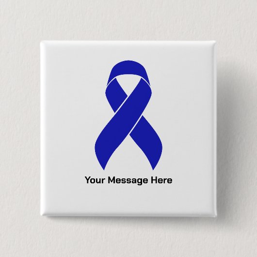 Aangepaste Blue Ribbon Colon Cancer Awareness Vierkante Button 5,1 Cm (Voorkant)