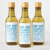 Aangepaste Blue Sip Hooray Baby Boy Shower Wijn Etiket (Flessen)