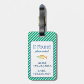 Aangepaste Blue Waterverf Wave Initiaal Bagagelabel (Achterkant verticaal)