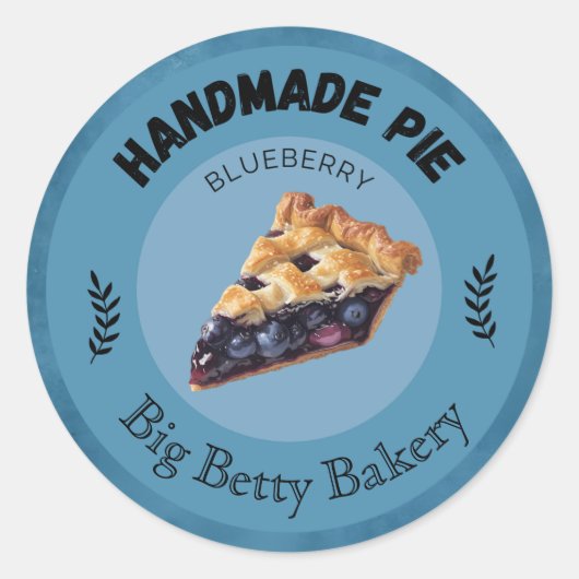 Aangepaste Blueberry Pie-labels | Gepersonaliseerd Ronde Sticker (Voorkant)