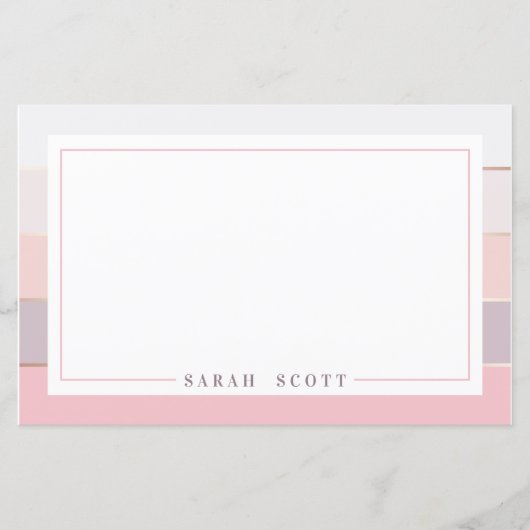 Aangepaste Blush Lavender Striped Stationery (Voorkant)