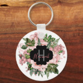Aangepaste Blush Pink Floral Bouquet Sleutelhanger (Voorkant)