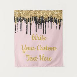 Aangepaste Blush Pink Gold Glitter Birthday Backdr Wandkleed