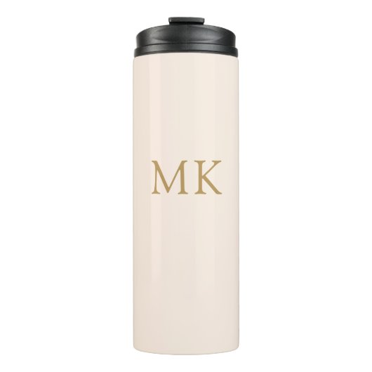 Aangepaste Blush Pink Gold Monogram reis Thermosbeker (Voorkant)