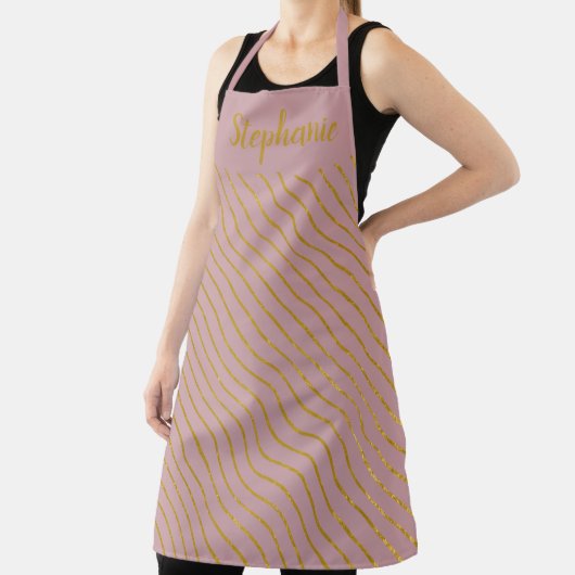 Aangepaste Blush roze en diagonaal goud Schort (Insitu)
