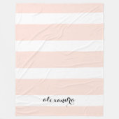 Aangepaste Blush roze en witte strepen Fleece Deken (Voorkant)