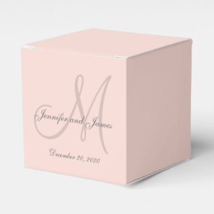 Aangepaste Blush Roze Gekleurde Monogram Favor Box Bedankdoosjes