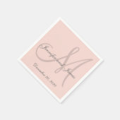 Aangepaste Blush Roze Gekleurde Monogram Papieren  Servetten (Hoek)