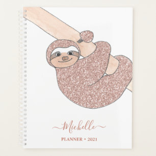 Aangepaste Blush roze glitter-sleuf 2021 Planner