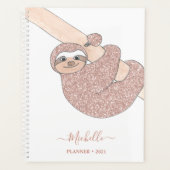 Aangepaste Blush roze glittersleuf Planner (Voorkant)