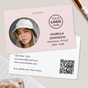 Aangepaste Blush Roze ID-badge Moderne Ronde Foto Badge