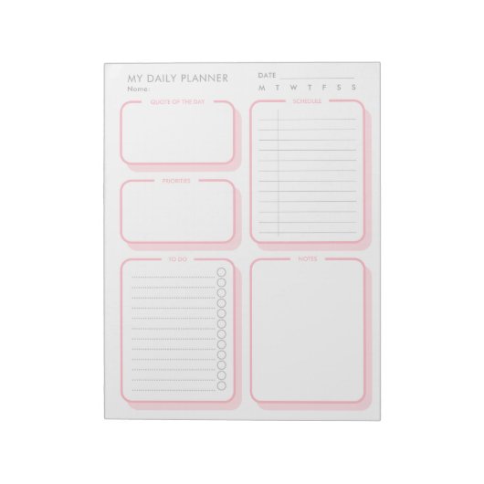 Aangepaste Blush Roze Minimalistische Ongedateerde Notitieblok (Gedraaid)