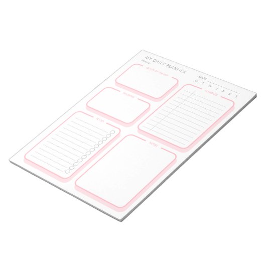 Aangepaste Blush Roze Minimalistische Ongedateerde Notitieblok (Schuin)