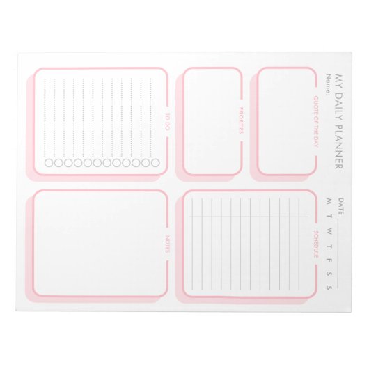 Aangepaste Blush Roze Minimalistische Ongedateerde Notitieblok (Voorkant)