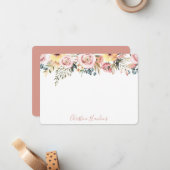 Aangepaste Blush roze moderne Waterverf Notitiekaartje (Voorkant / Achterkant in situ)