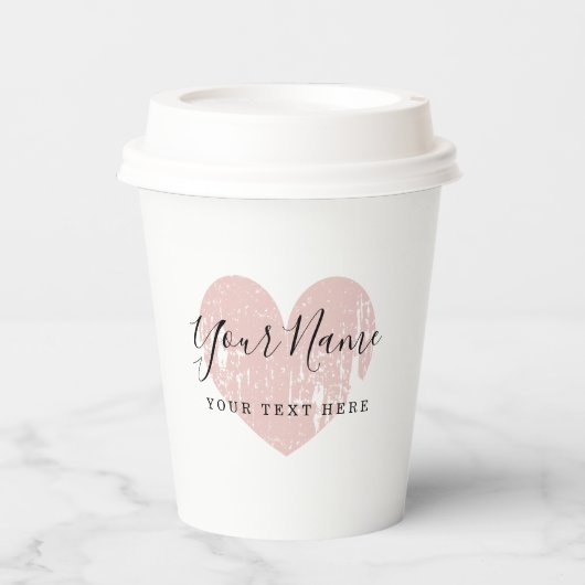 Aangepaste blush roze papier koffiekopjes papieren bekers (Voorkant)