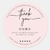 Aangepaste Blush Roze Sticker Bedankt Label (Voorkant)