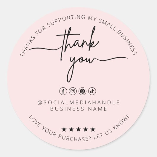 Aangepaste Blush Roze Sticker Bedankt Label (Voorkant)