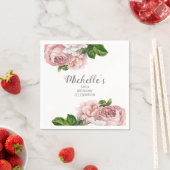 Aangepaste Blush roze Waterverf Floral Birthday Servet (Insitu)