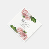 Aangepaste Blush roze Waterverf Floral Birthday Servet (Hoek)