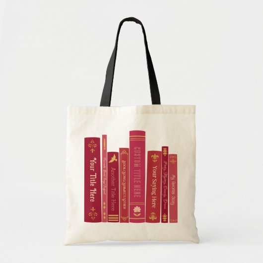 Aangepaste Boek Titel Ruggegraat Canvas tas (Cherr (Voorkant)