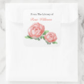 Aangepaste Boekplaten - Rozen Waterverven Vierkante Sticker (Tas)