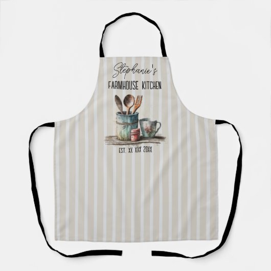 Aangepaste Boerderij Keuken All-Over Print Schort (Voorkant)