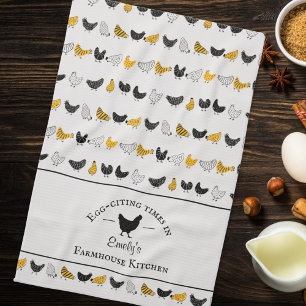 Aangepaste boerderij keuken kip patroon theedoek