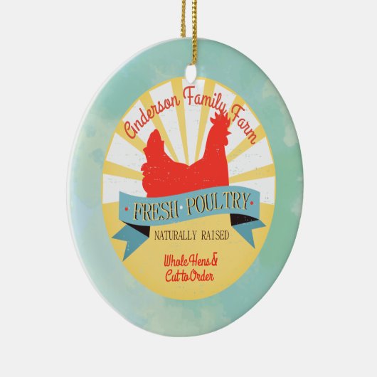 Aangepaste boerderij naam gevogelte Kerst ornament (Rechts)