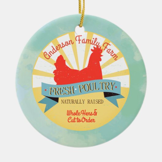 Aangepaste boerderij naam gevogelte Kerst ornament (Voorkant)