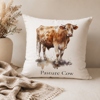 Aangepaste boerderij weide koe aquarel schilderij kussen