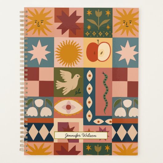 Aangepaste Boheemse Hemelse Patchwork Mystiek Planner (Voorkant)
