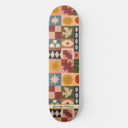Aangepaste Boheemse Hemelse Patchwork Mystiek Skateboard (Voorkant)