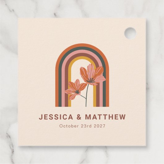 Aangepaste Boheemse Herfst Terracotta Bloemenbruil Bedankjes Labels (Achterkant)