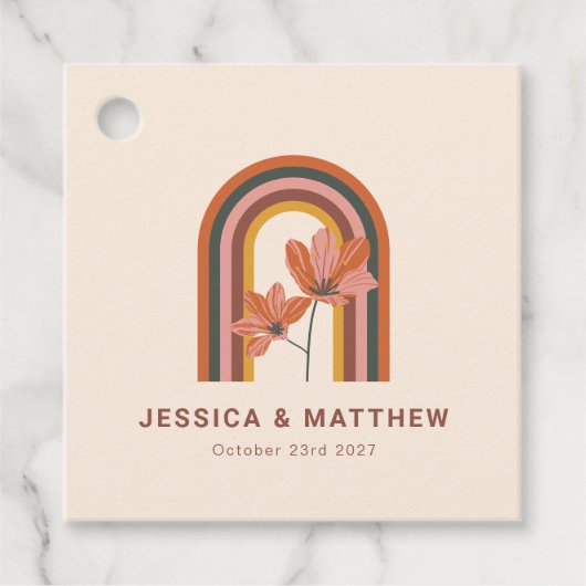 Aangepaste Boheemse Herfst Terracotta Bloemenbruil Bedankjes Labels (Voorkant)