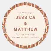 Aangepaste Boheemse Herfst Terracotta Bloemenbruil Ronde Sticker (Voorkant)