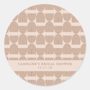 Aangepaste Boho Arch Patroon Neutrale Tonen Douche Ronde Sticker